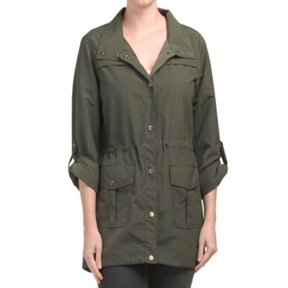 Sanctuary Olive Trench Drawstring Jacket M - Picture 2 of 14